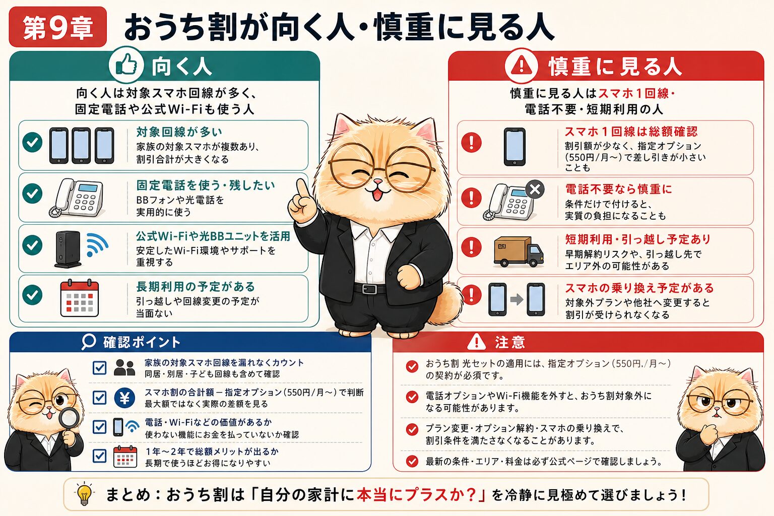 ソフトバンク光のおうち割が向く人と慎重に見る人を比較する