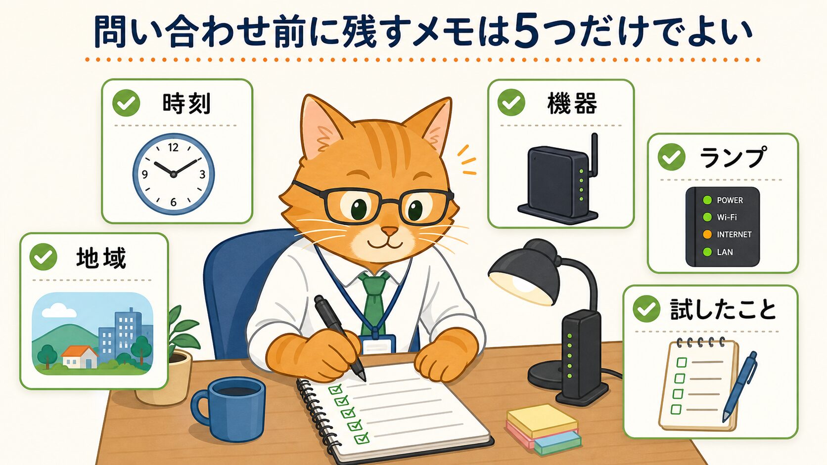 問い合わせ前に残すメンテナンスと宅内確認メモ
