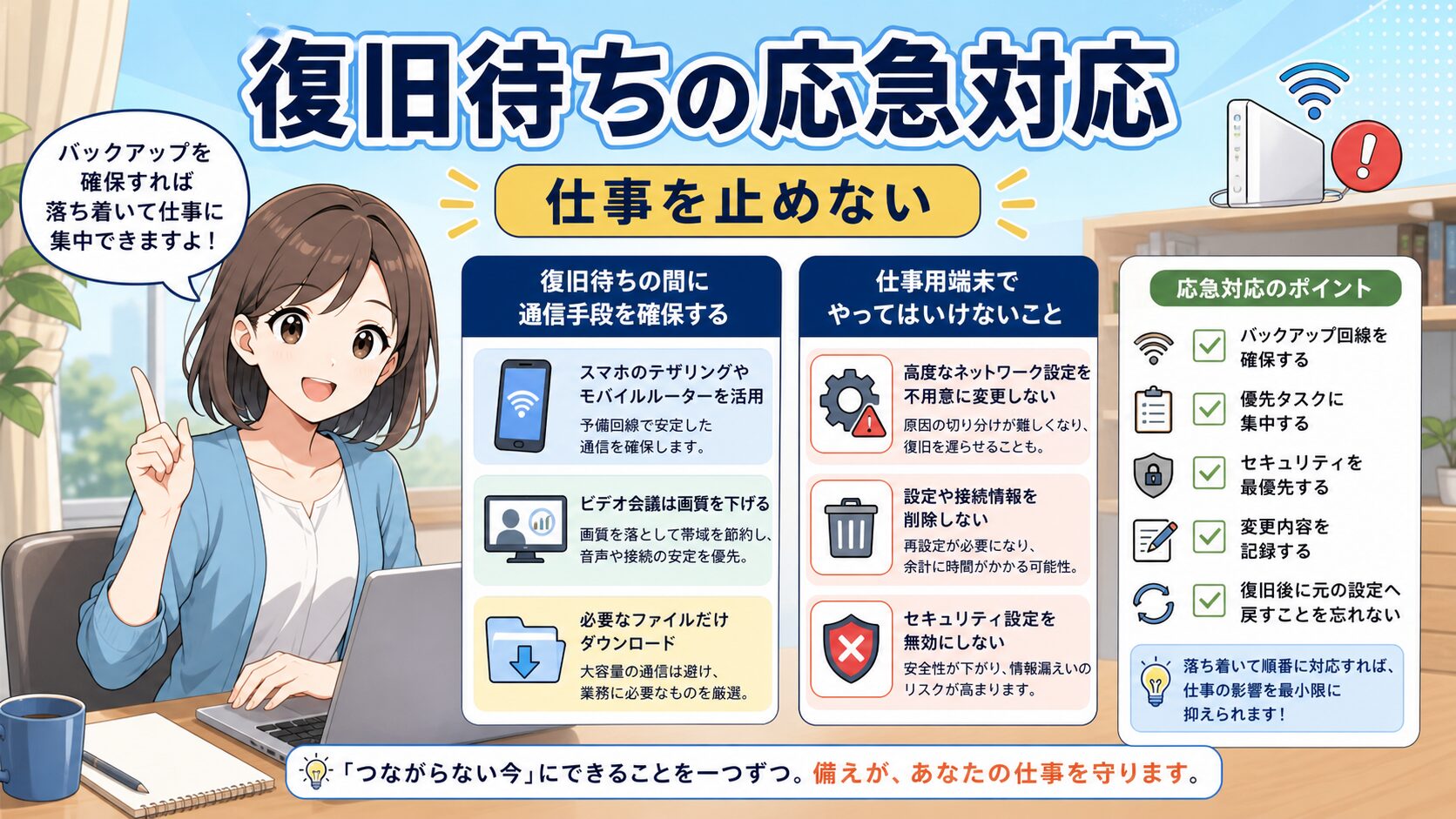 auひかり障害で在宅ワーク中に困る時の応急対応