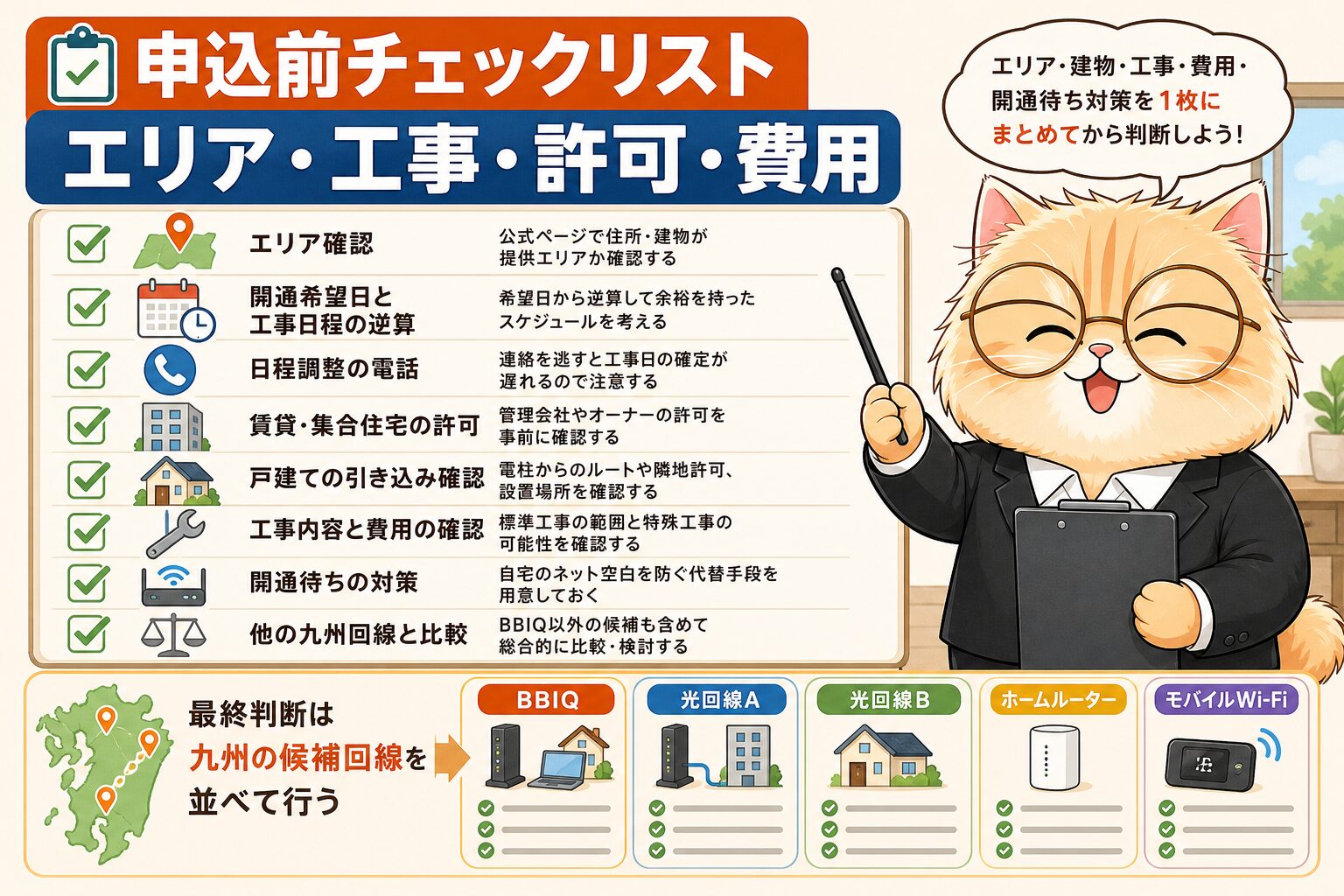BBIQ申し込み前はエリア工事費立会い許可開通待ちをチェックする