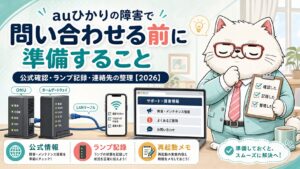 auひかりの障害問い合わせ前に公式確認とランプ記録と連絡先を整理する