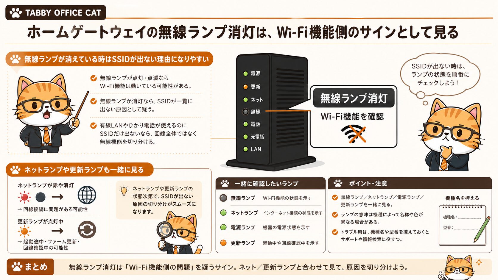 auひかりホームゲートウェイの無線ランプ消灯を確認するイメージ