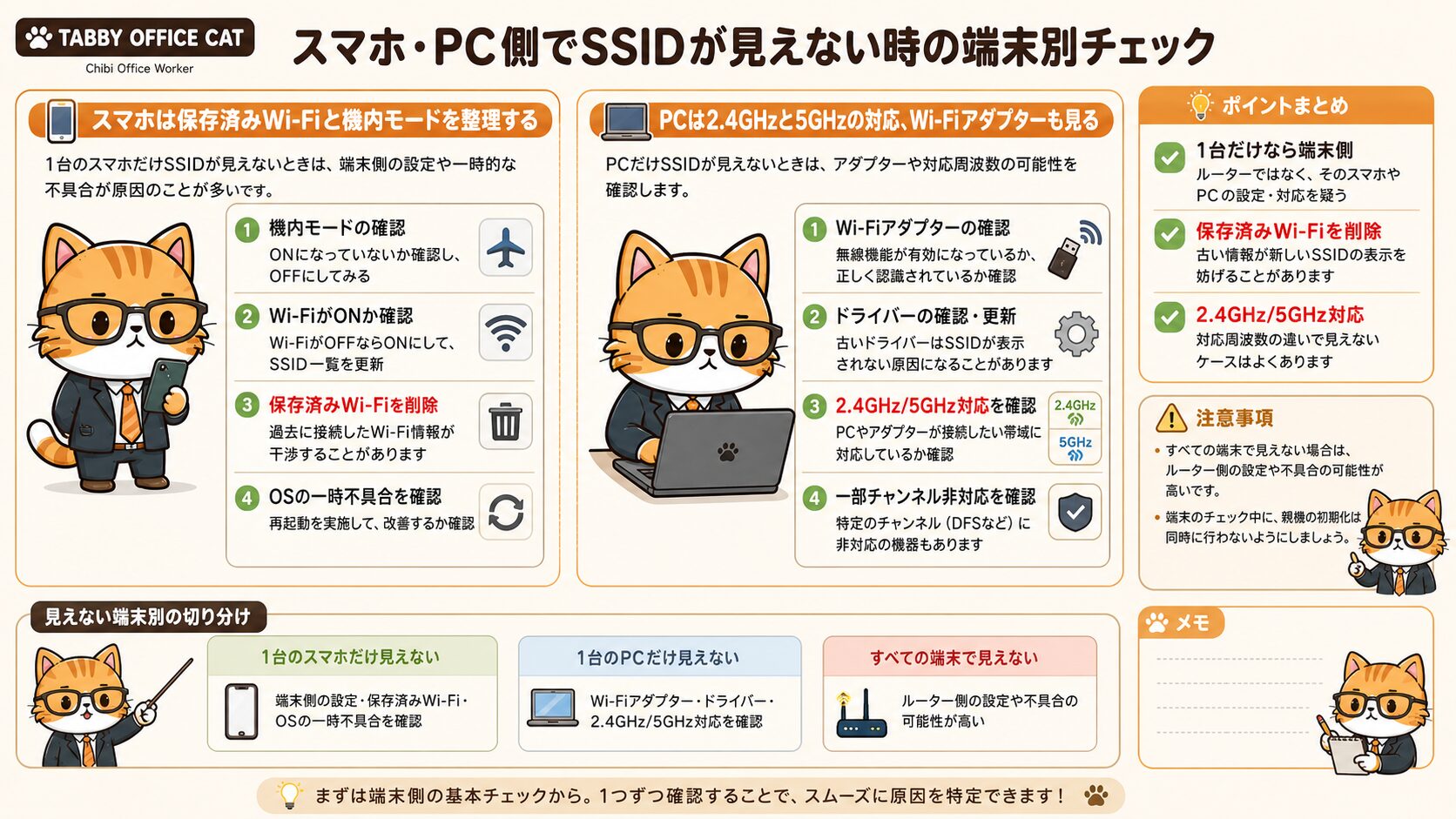 スマホとPCでauひかりのSSIDが見えない時の端末側チェック