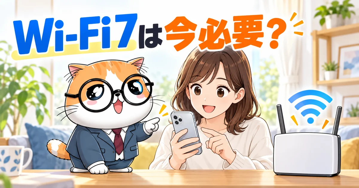 Wi-Fi 7ルーターを今買う必要があるか、端末と回線の対応を確認する記事のアイキャッチ。