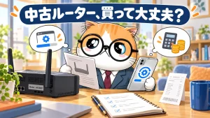 中古Wi-Fiルーターの型番と更新状況、総費用を購入前に確認する茶トラ案内役