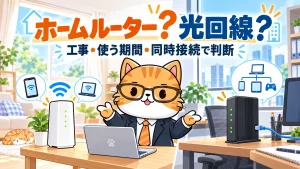 ホームルーター？ 光回線？。工事・使う期間・同時接続で判断