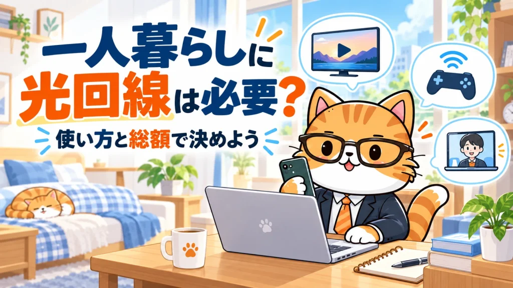 一人暮らしに光回線は必要？。使い方と総額で決めよう