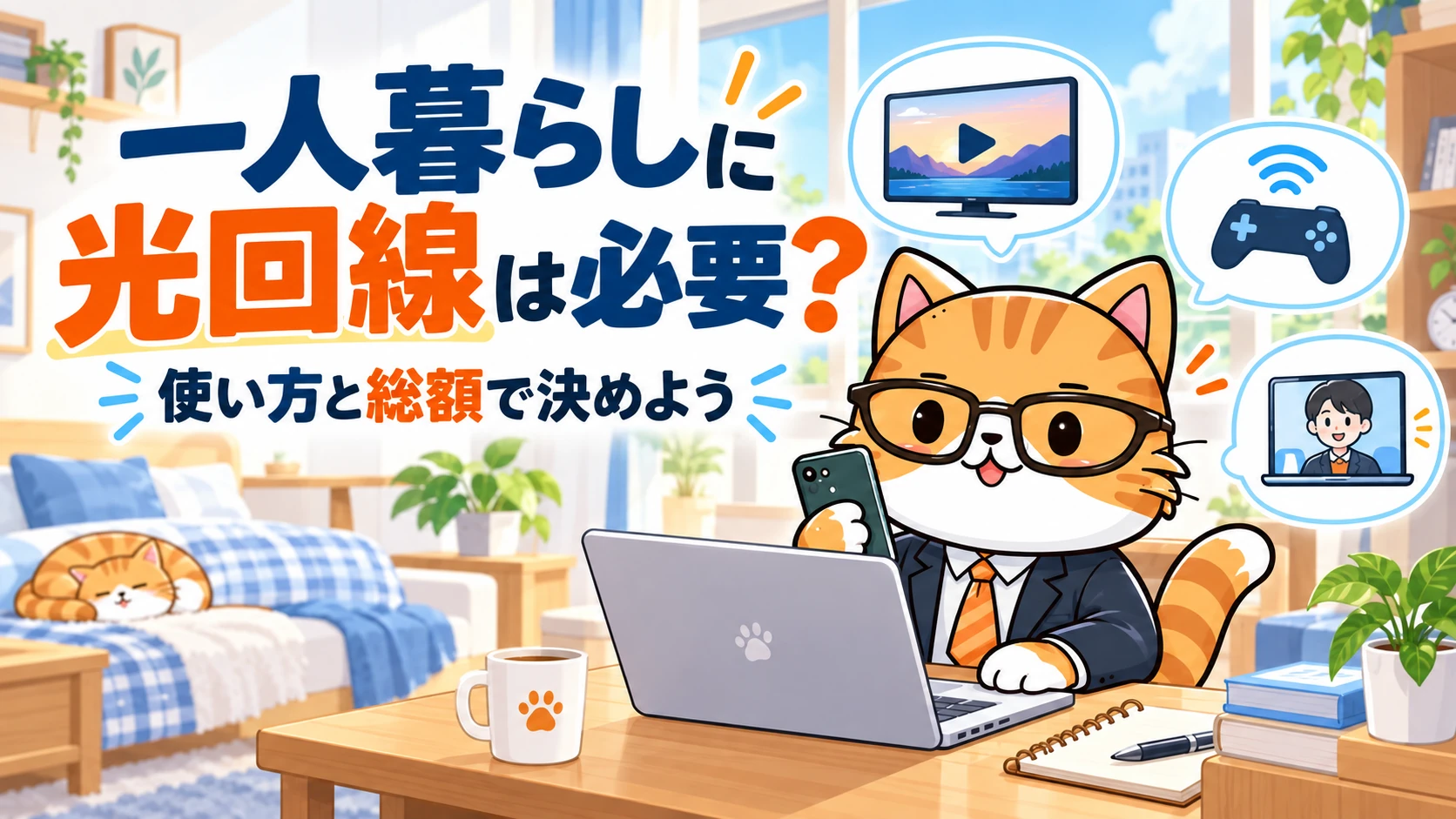一人暮らしに光回線は必要？。使い方と総額で決めよう