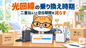 光回線の乗り換え時期。二重払いと空白期間を減らす