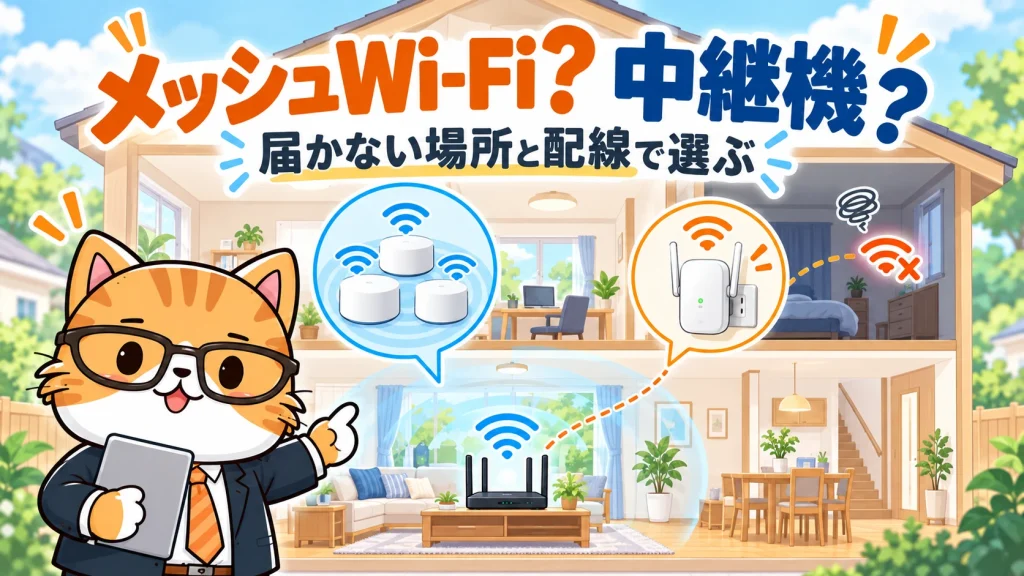 メッシュWi-Fi？ 中継機？。届かない場所と配線で選ぶ