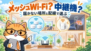 メッシュWi-Fi？ 中継機？。届かない場所と配線で選ぶ