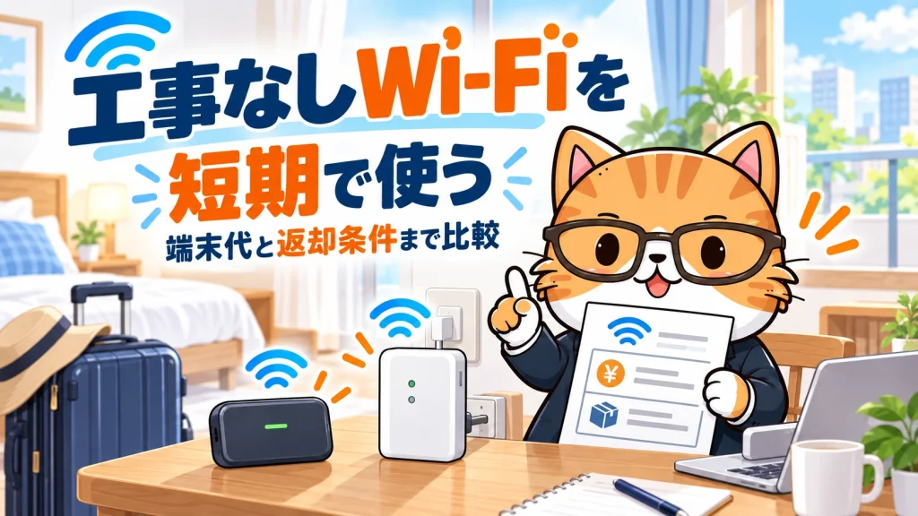 工事なしWi-Fiを短期で使う。端末代と返却条件まで比較