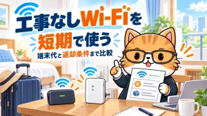工事なしWi-Fiを短期で使う。端末代と返却条件まで比較