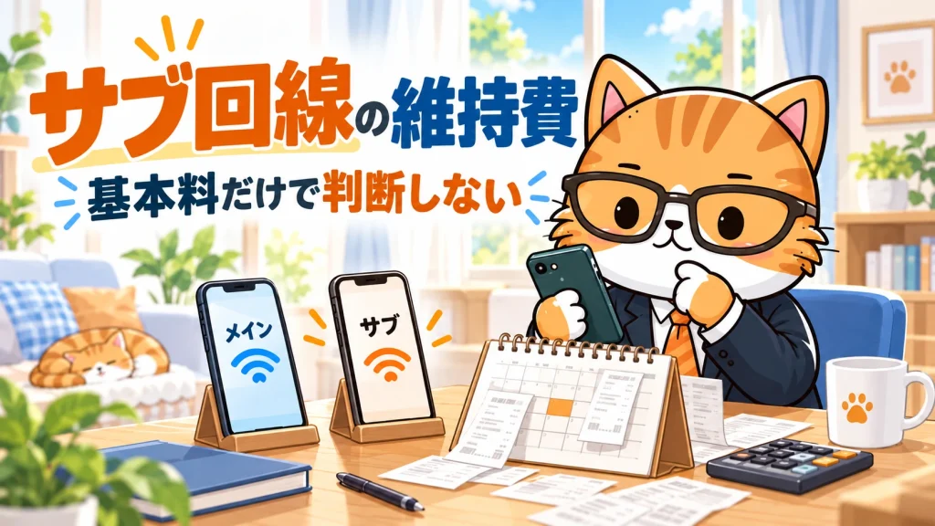 サブ回線の維持費。基本料だけで判断しない