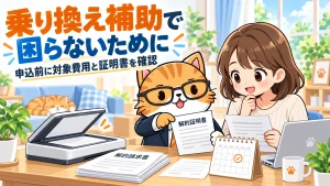 乗り換え補助で困らないために。申込前に対象費用と証明書を確認