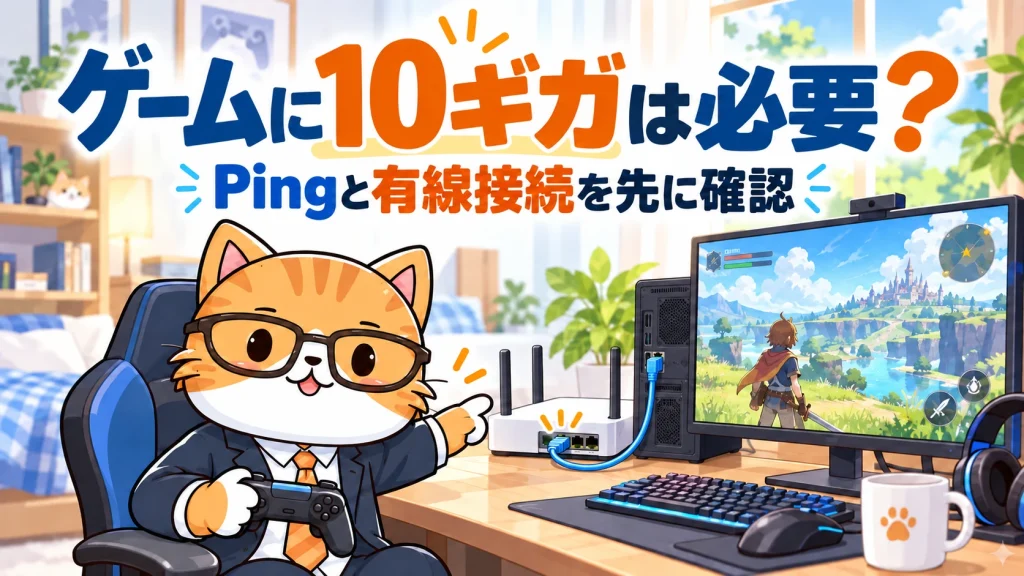 ゲームに10ギガは必要？。Pingと有線接続を先に確認
