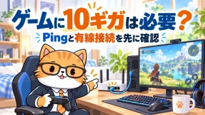 ゲームに10ギガは必要？。Pingと有線接続を先に確認
