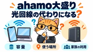 ahamo大盛りを光回線の代わりに使う前に、容量・場所・家族の利用を確認