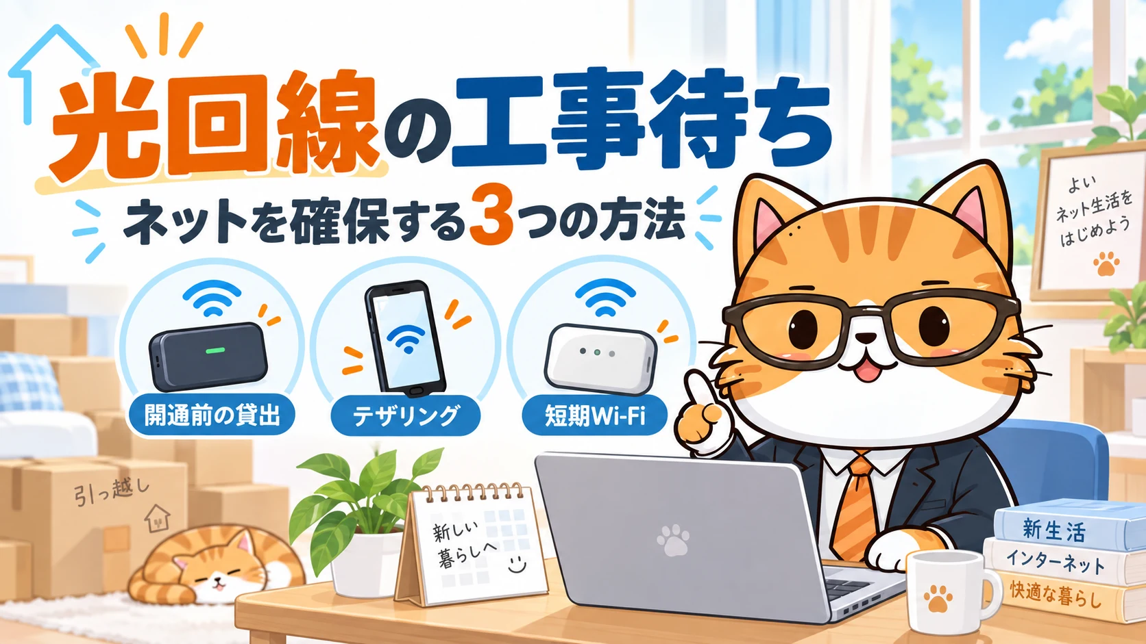 光回線の工事待ちに使える開通前貸出・テザリング・短期Wi-Fi