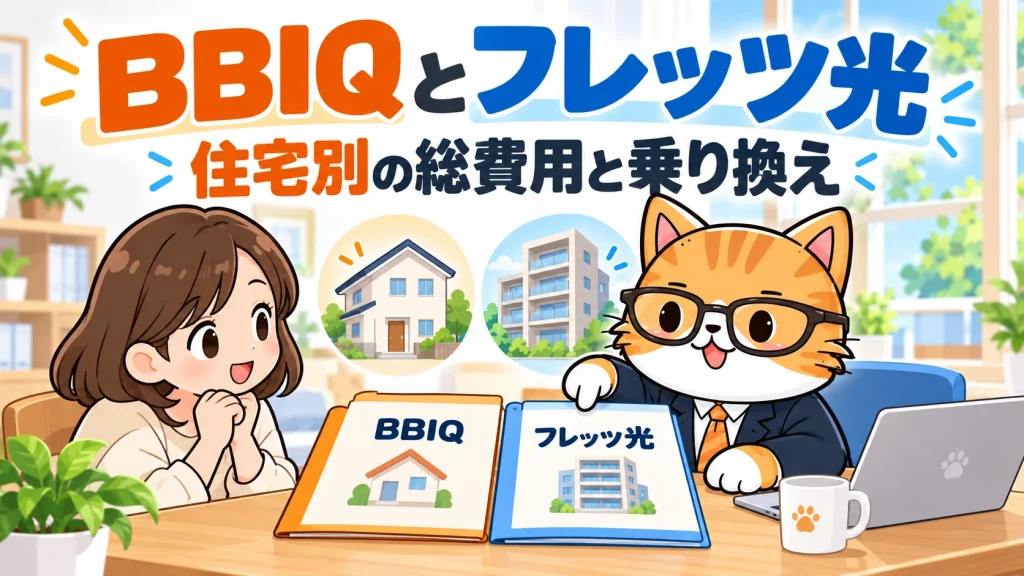 BBIQとフレッツ光を住宅別の総費用と乗り換えで比較
