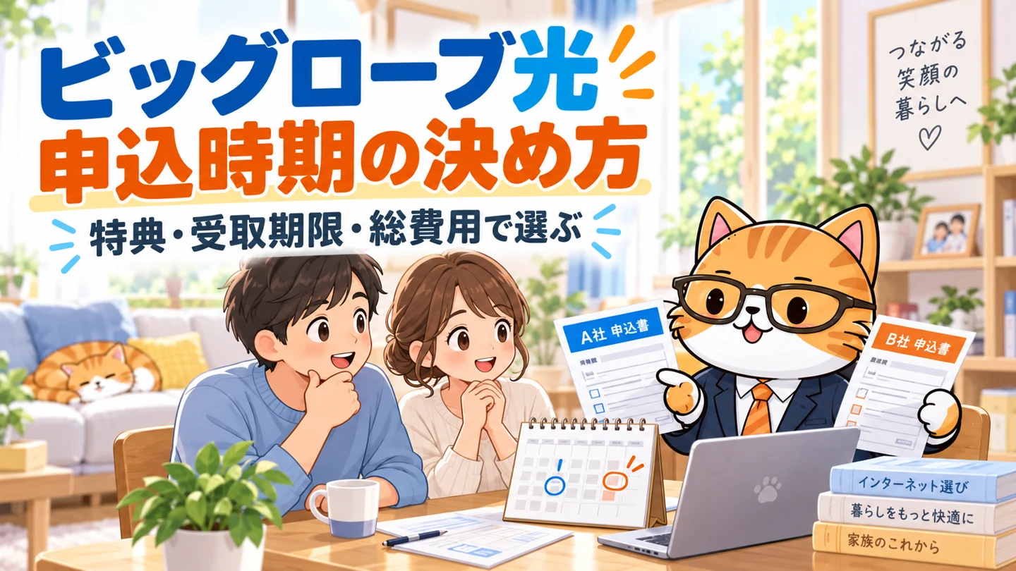 ビッグローブ光の申込時期を、特典・受取期限・総費用で選ぶ