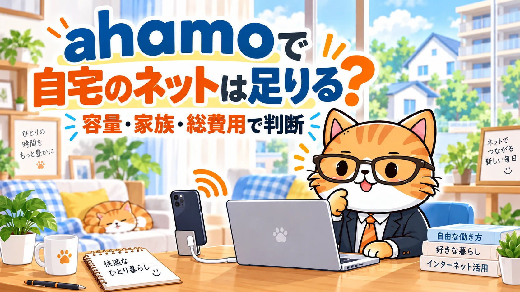 ahamoのテザリングで自宅のネットが足りるか容量・家族・総費用で判断
