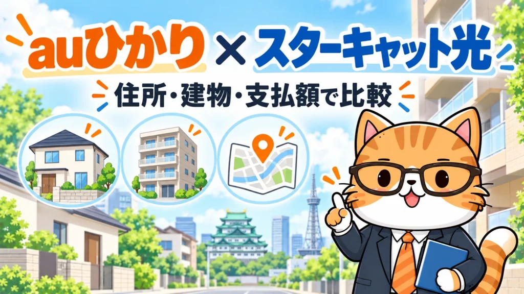auひかりとスターキャット光を住所・建物・支払額で比較