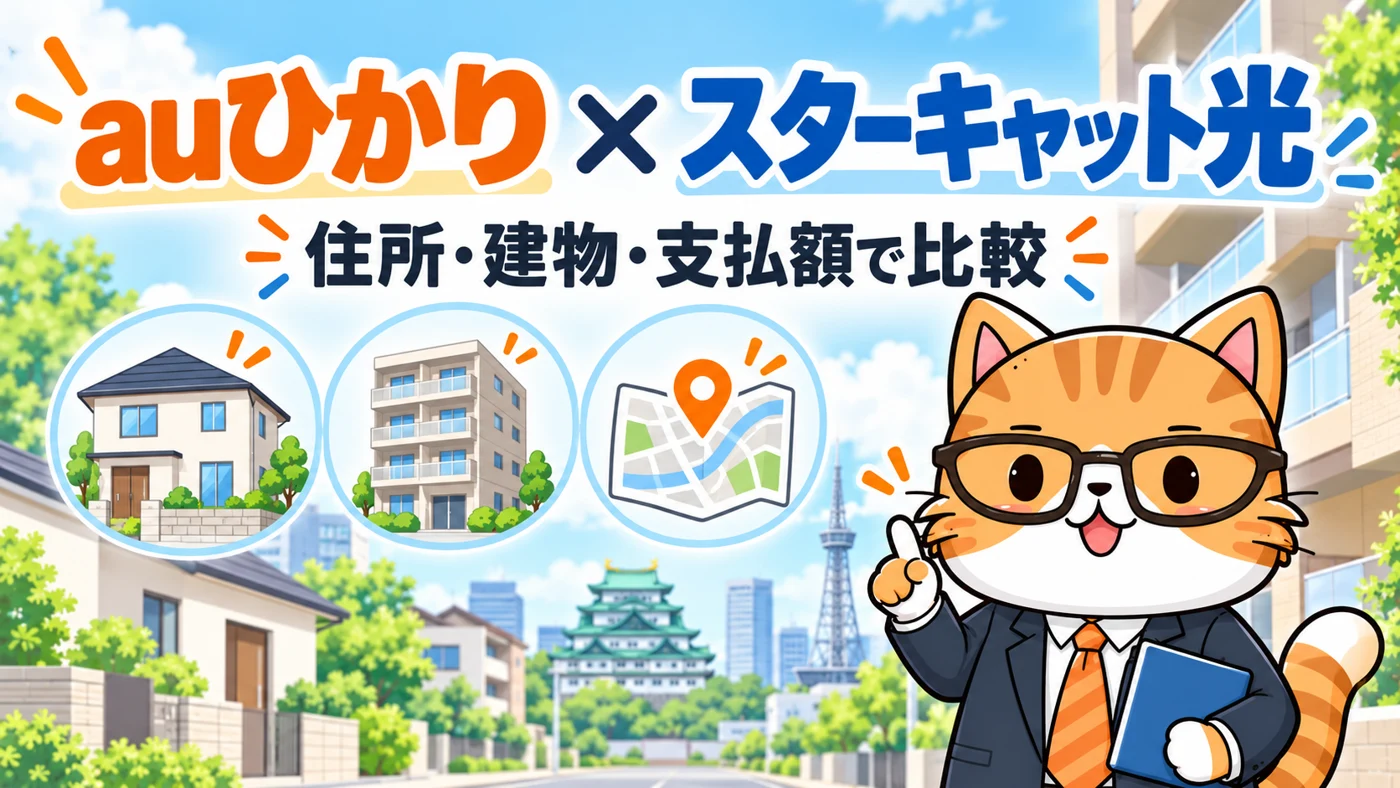 auひかりとスターキャット光を住所・建物・支払額で比較
